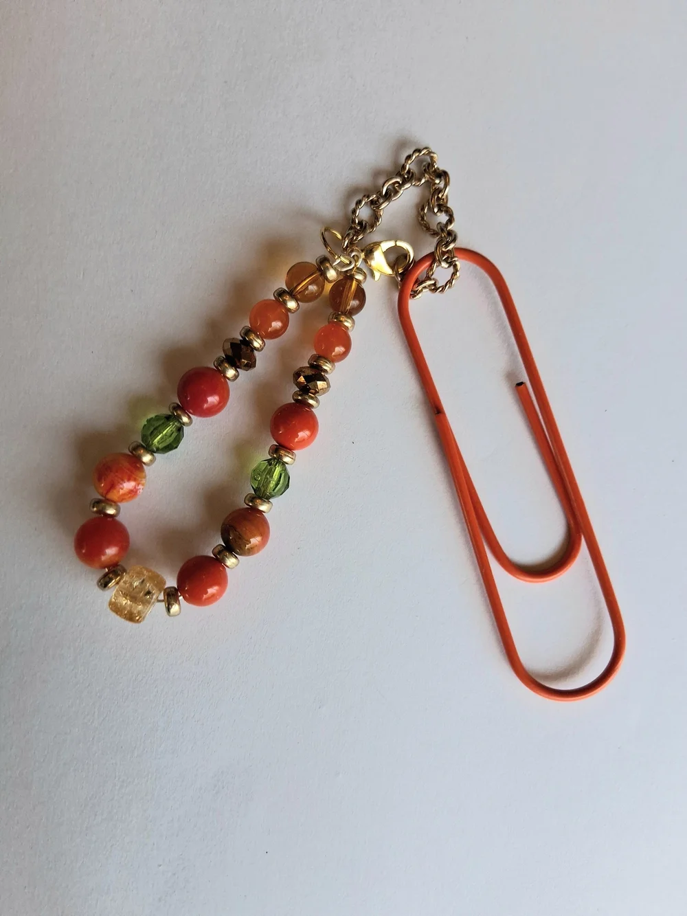 Fun School Bright Orange Paperclip Purse Charm or Keychain